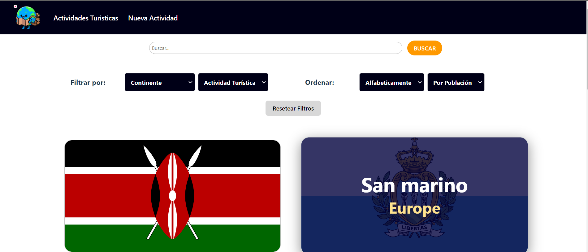 proyecto titulado Countries